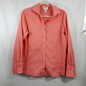 Talbots cotton blend Coral wrinkle resistant stretch Button-down shirt Size 12